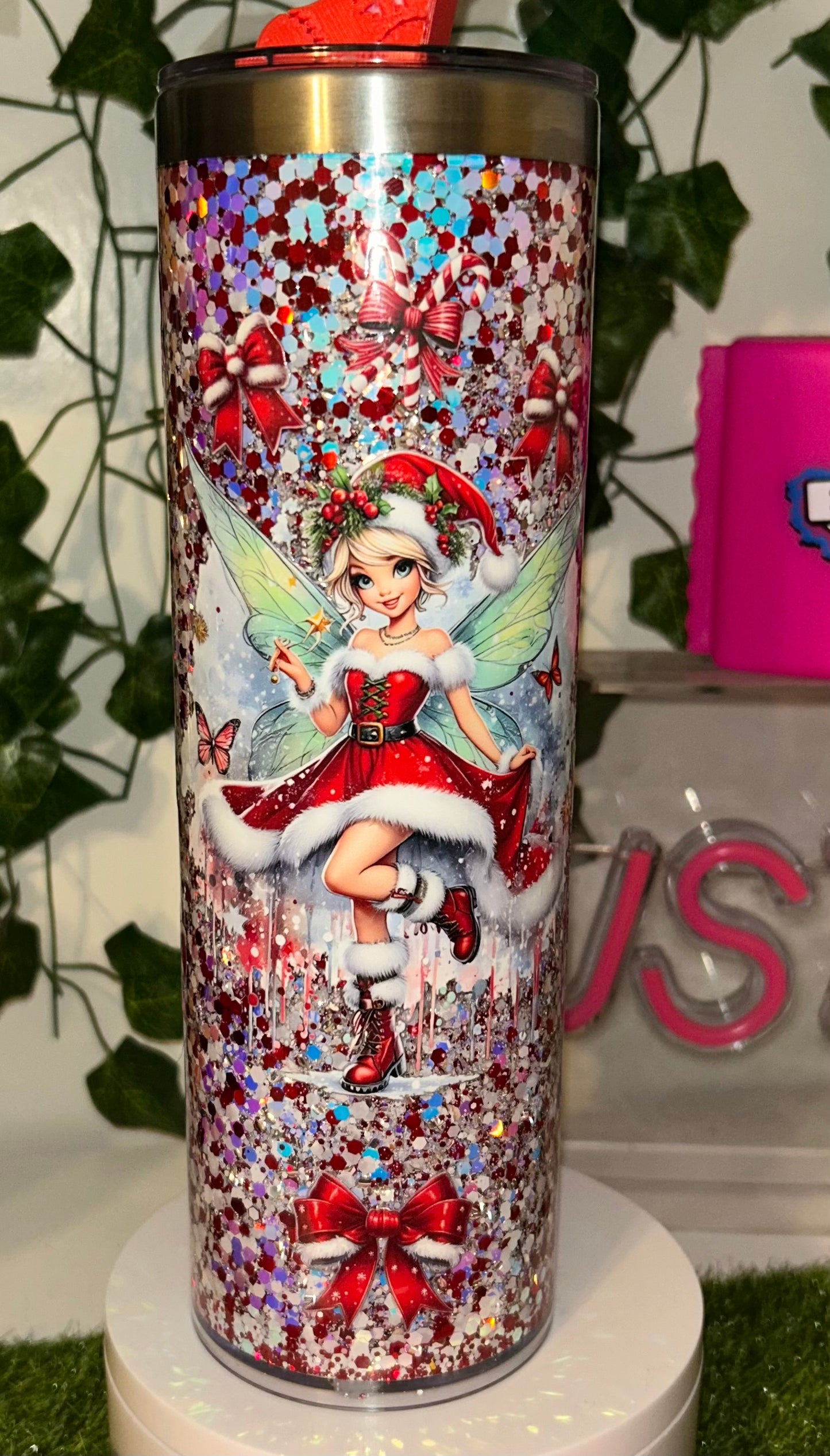 20oz tinkerbell stainless Snowglobe tumbler