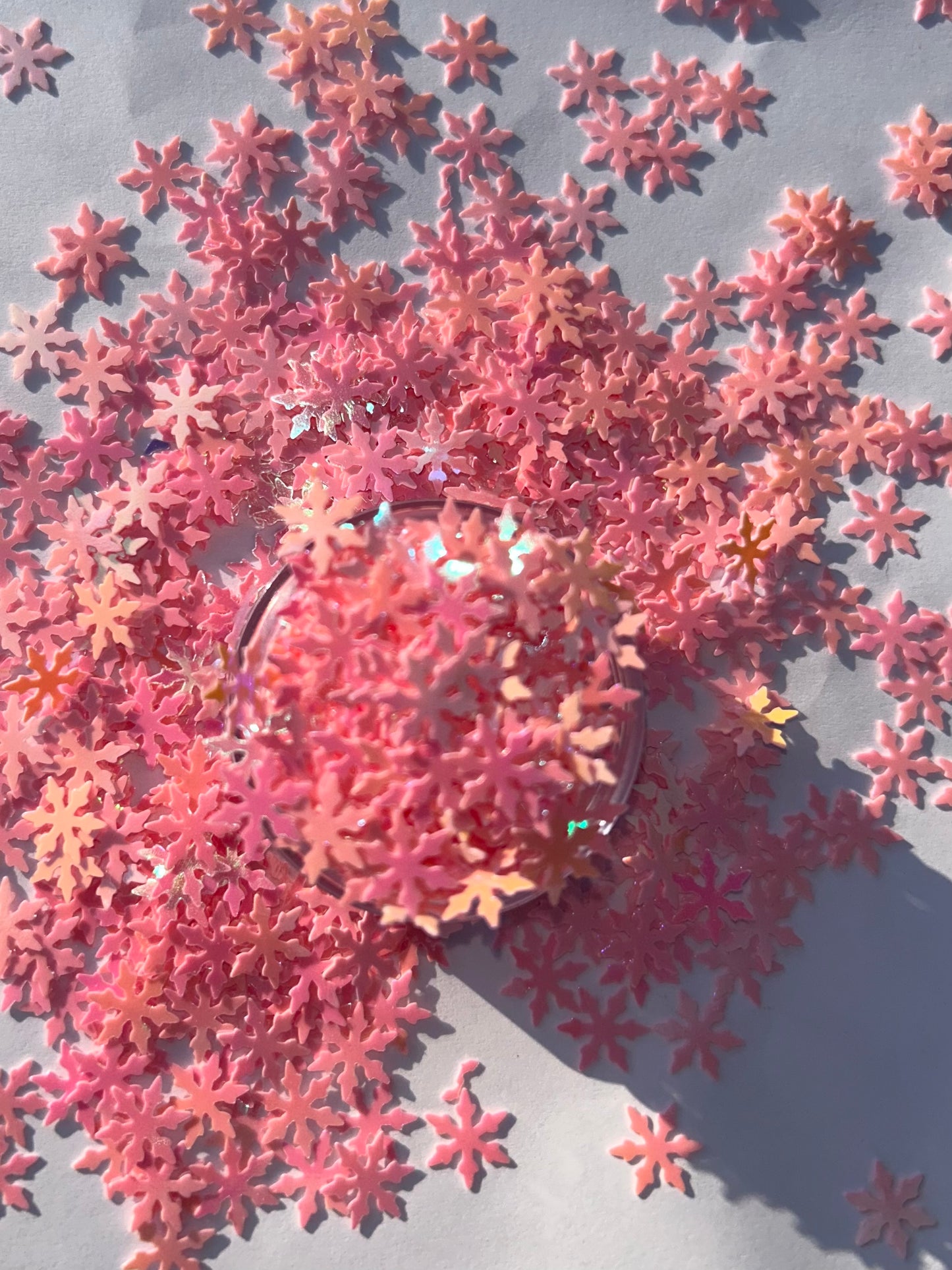 Pink snowflake shape glitter