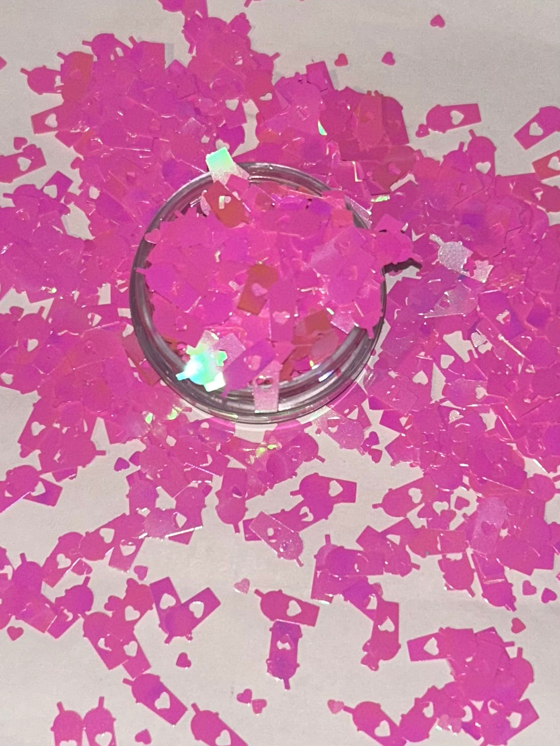 1oz hot pink coffee shape glitter