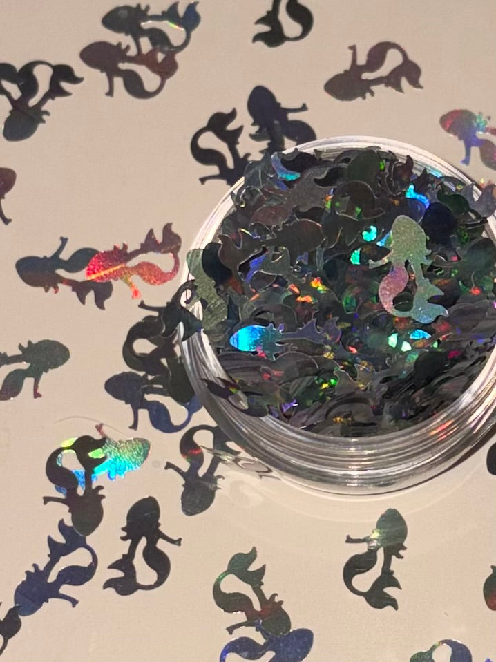 Silver mermaid shape glitter