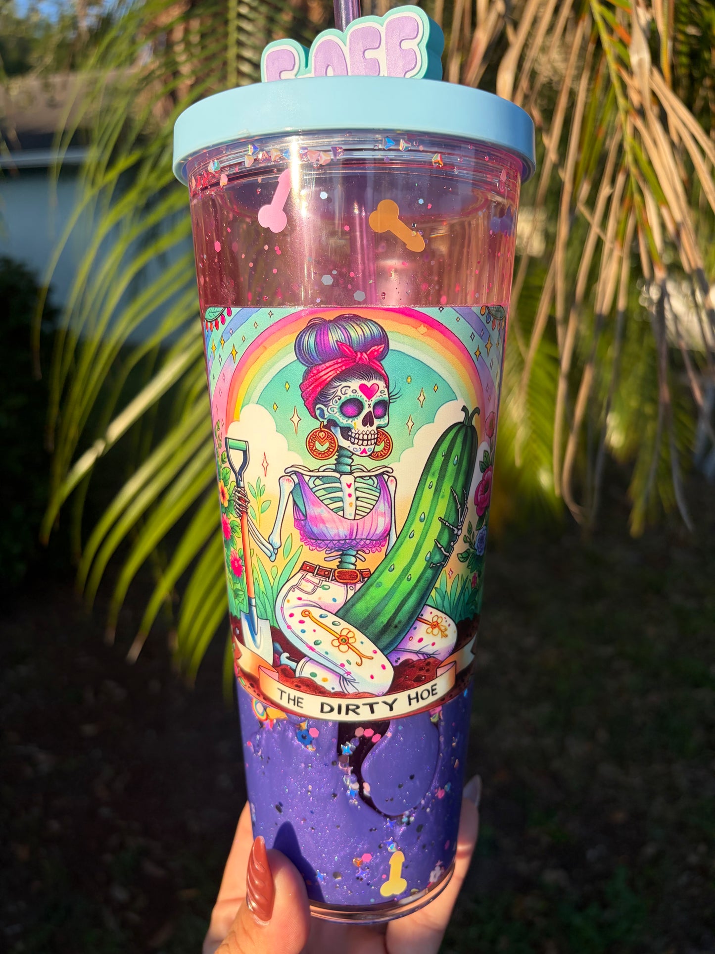 24oz Dirty hoe Snowglobe tumbler