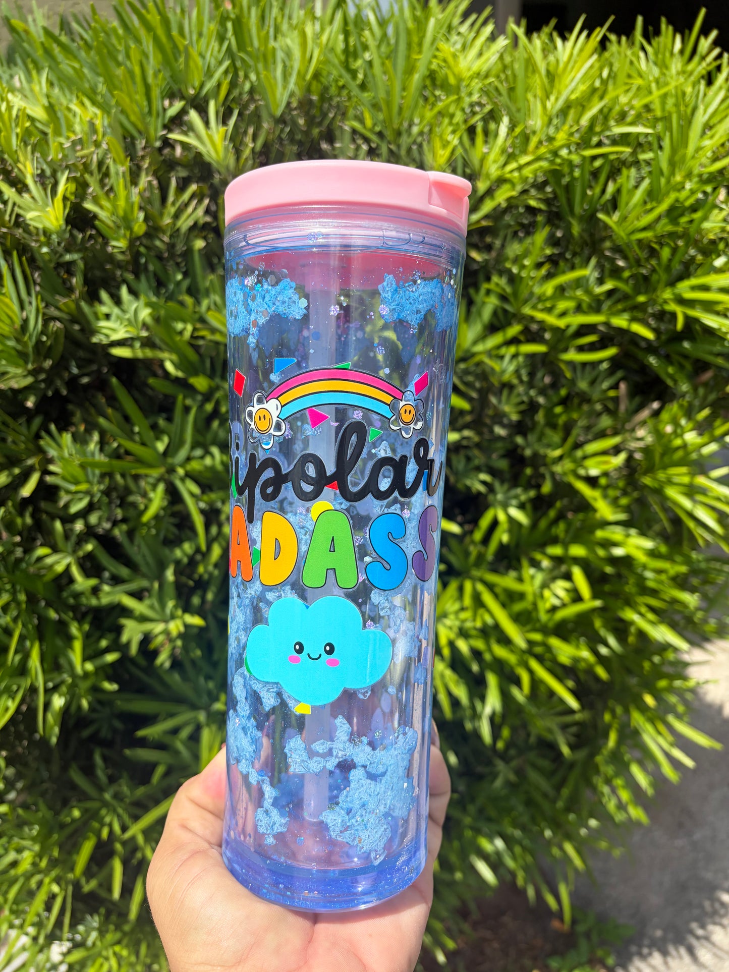 Water bottle snowglobe tumbler