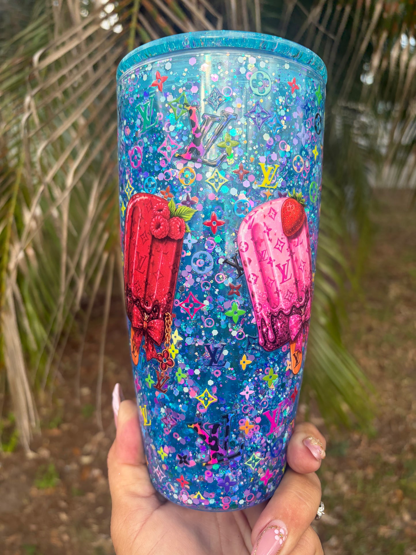 24oz designer Snowglobe tumbler