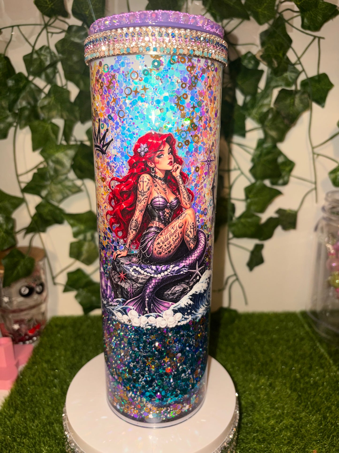 20oz mermaid stainless Snowglobe