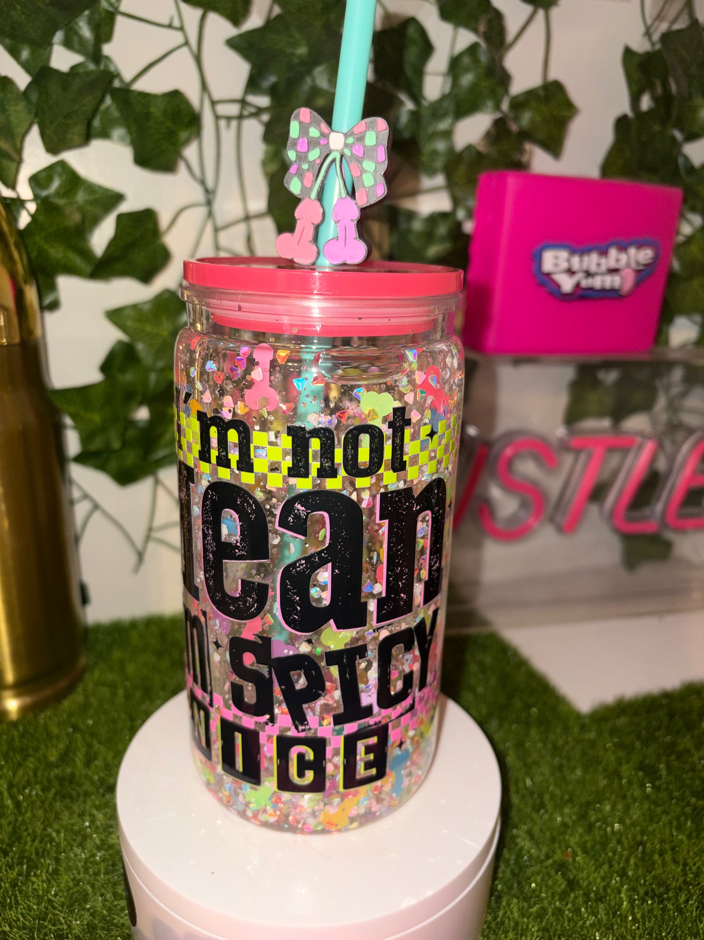 16oz naught Snowglobe with topper