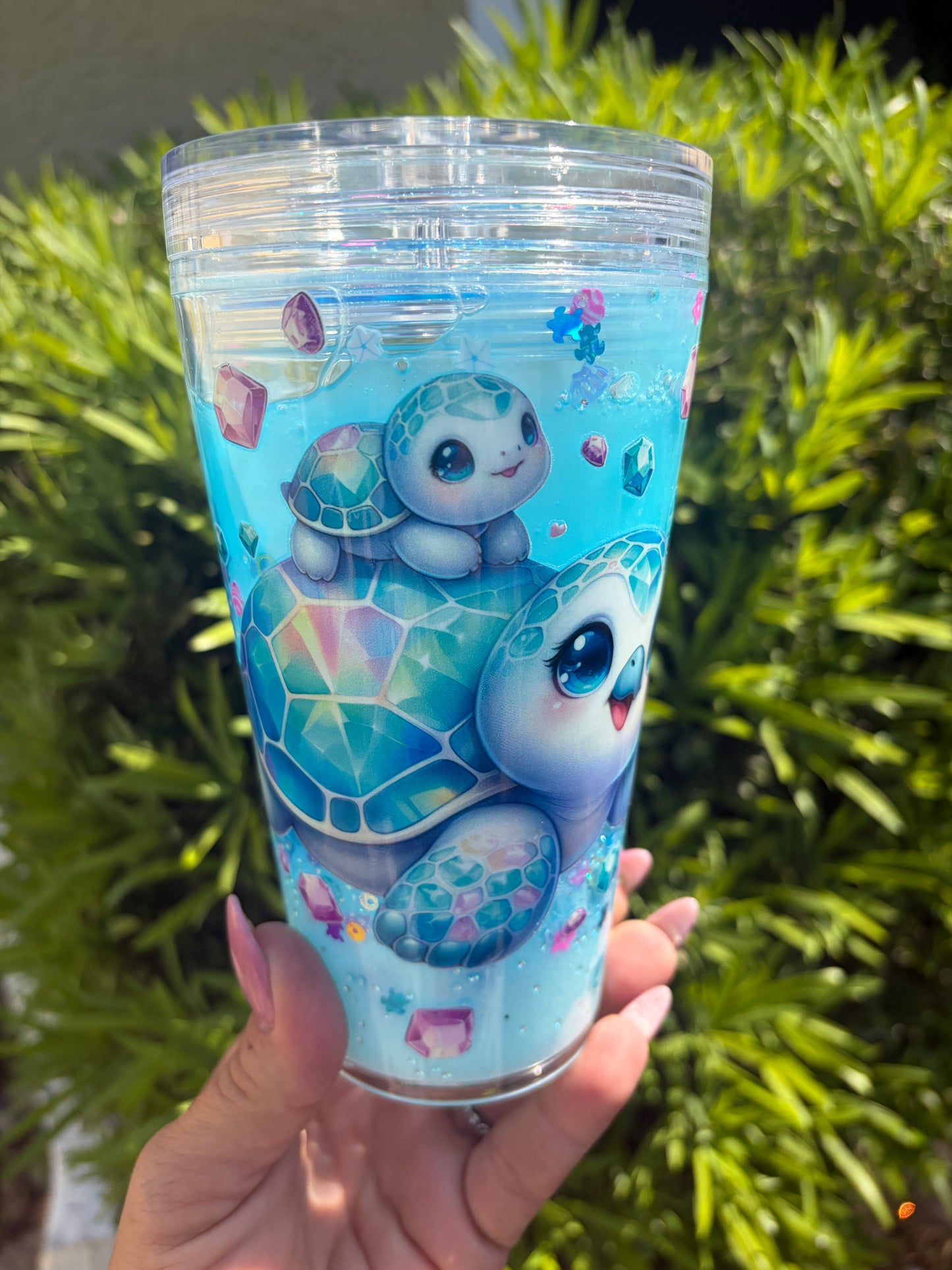 16oz beach snowglobe tumbler