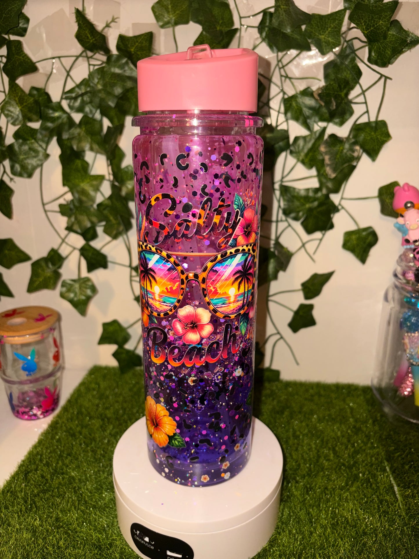 17oz Waterbottle beach snowglobe