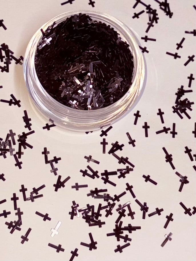 Black cross shape glitter
