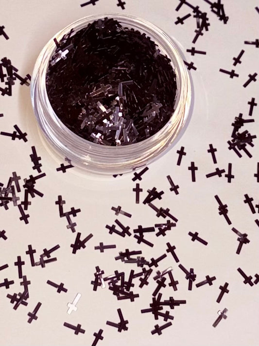 Black cross shape glitter