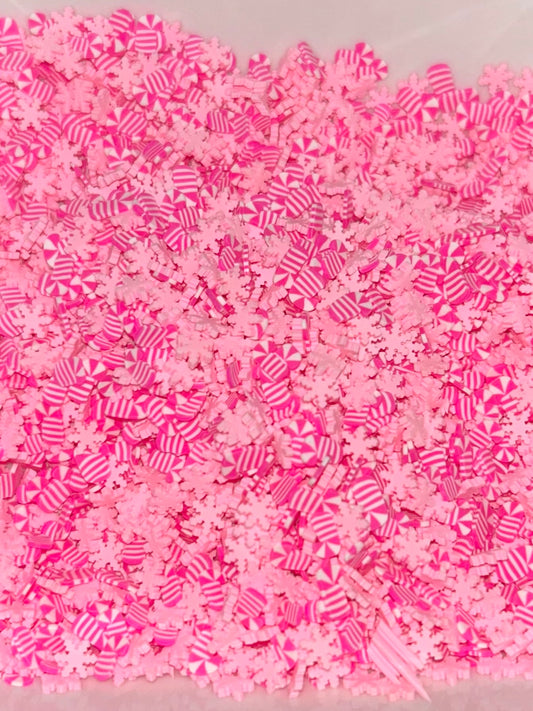 Pink Christmas clay- candycane & snowflake