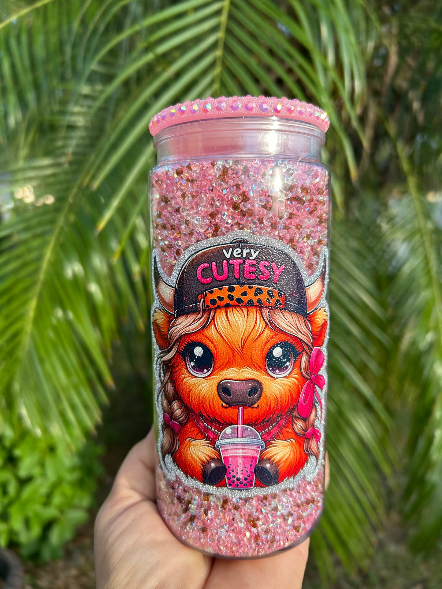 20oz diamond acrylic cow Snowglobe