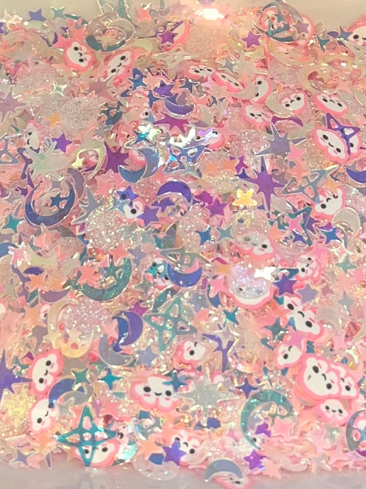 Pink galaxy shaped glitter