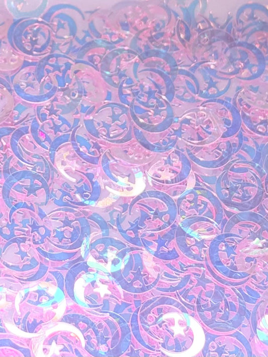 Pink Ice moons shape glitter