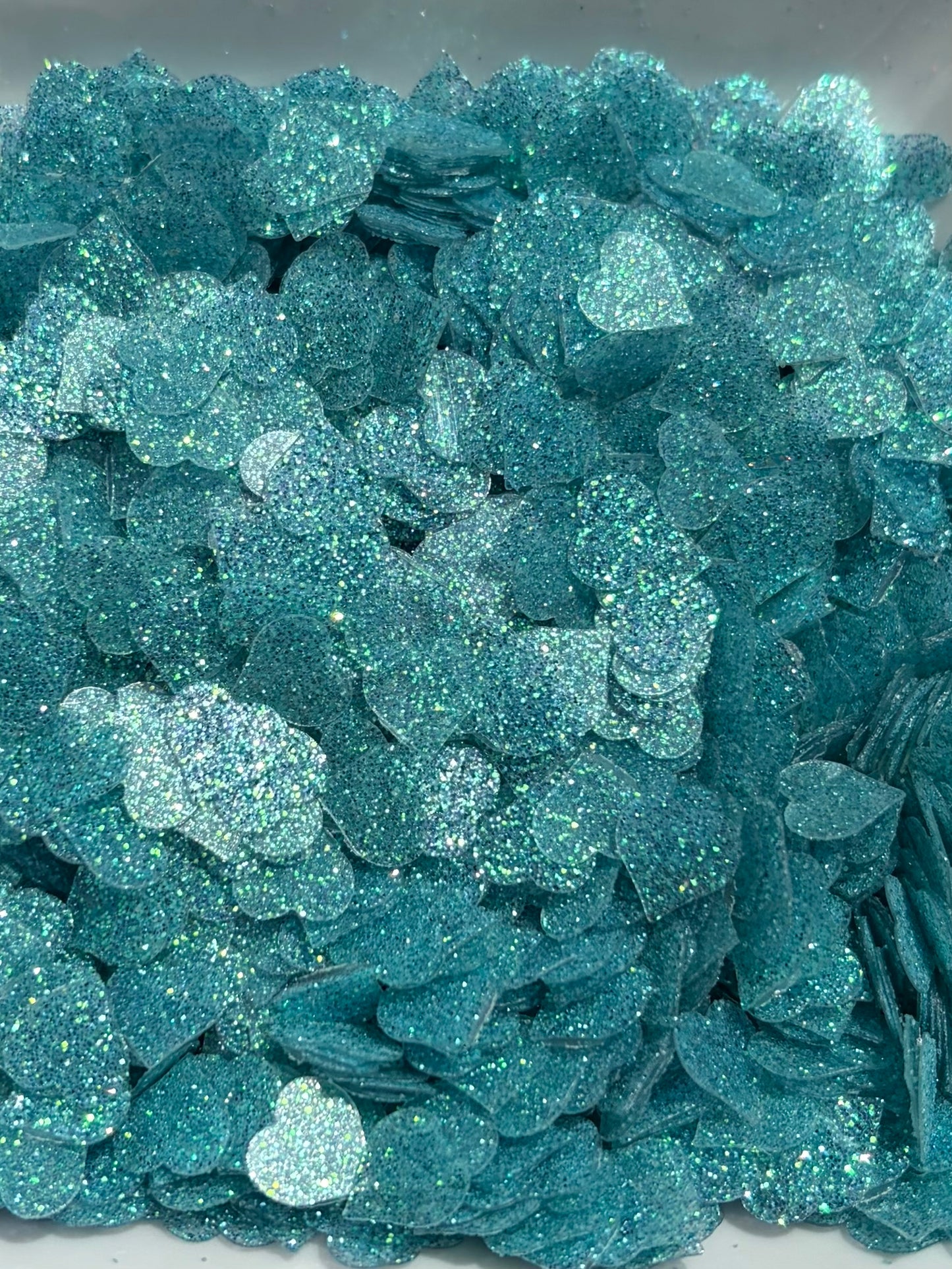 Blue teal glitter hearts (PET)