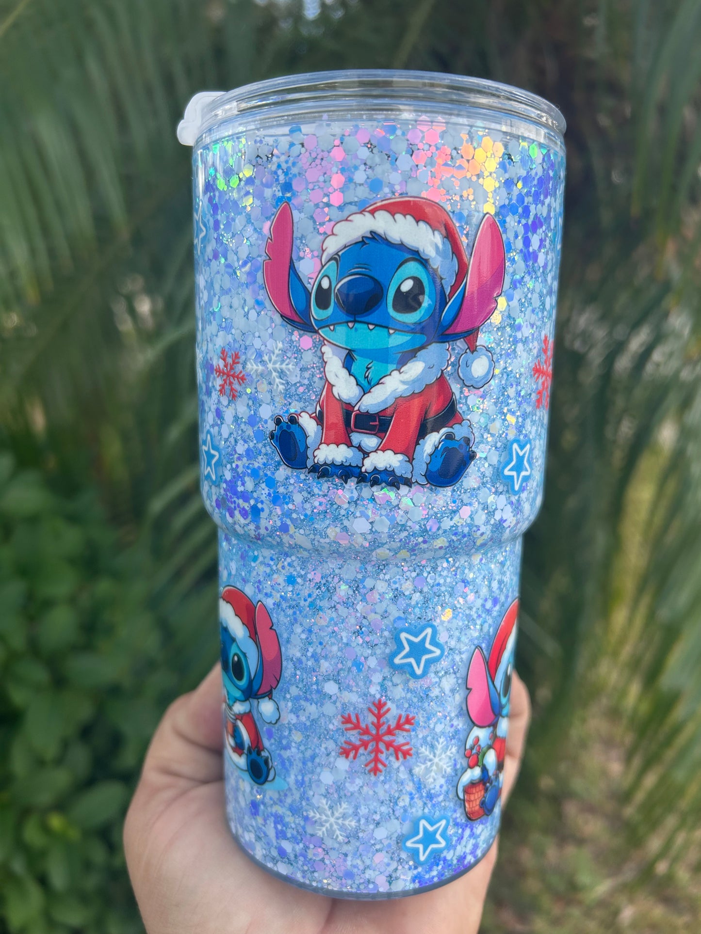 18oz blue Santa snow globe