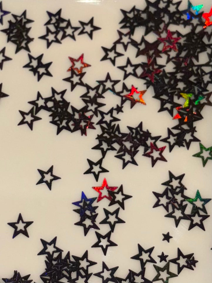Black stars shape glitter