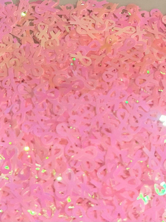 Pink ribbon shape glitter