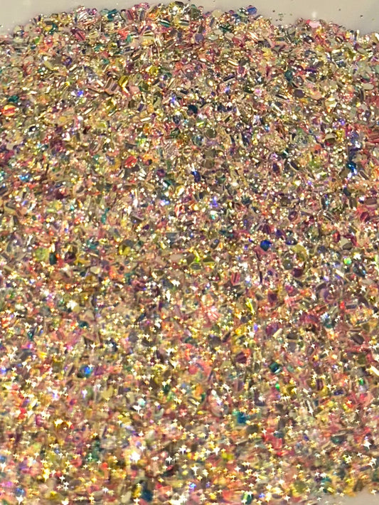 Rainbow gold bubble glitter
