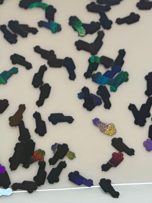Black jeep shape glitter
