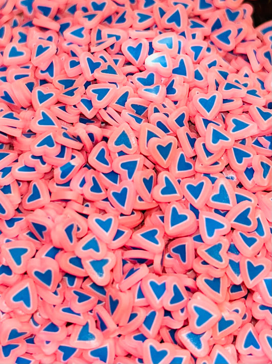Pink/Blue hearts clay