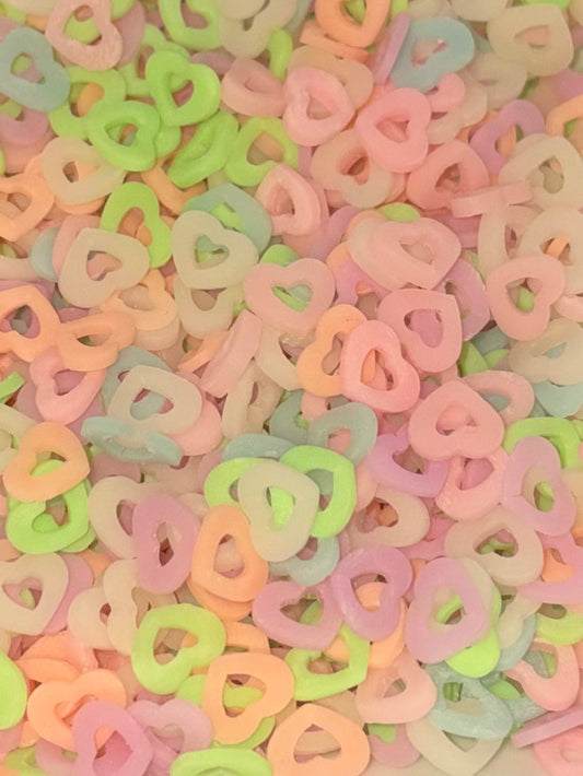 Pastel Hearts clay  ( Glow in dark)