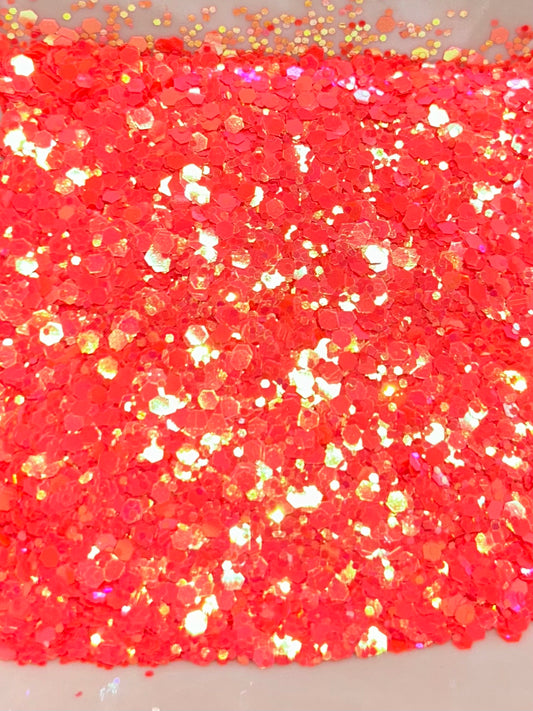 Coral chunky glitter