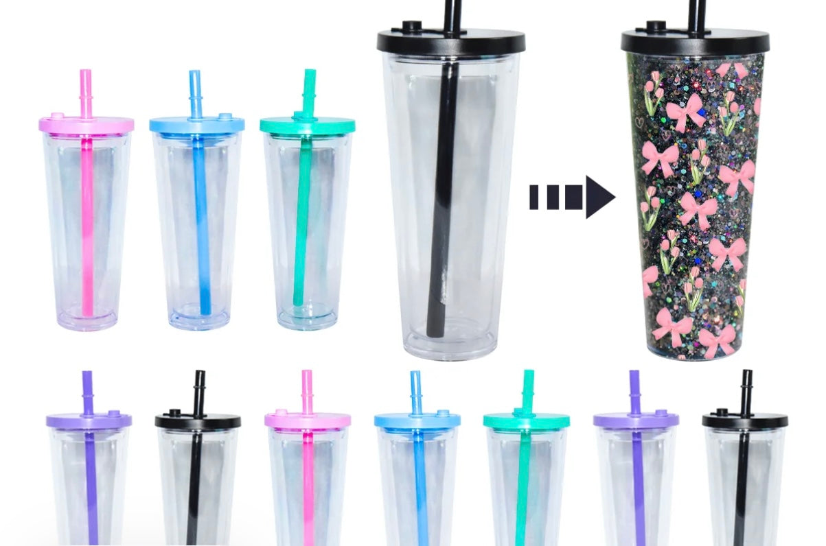 24oz colored lid leak proof snowglobe