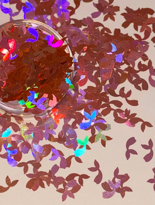 Pink mermaid tales shape glitter