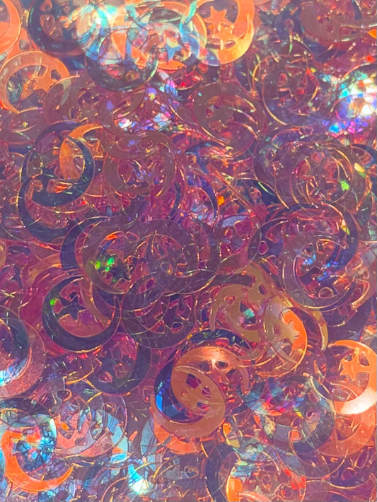 Purple moons shape glitter