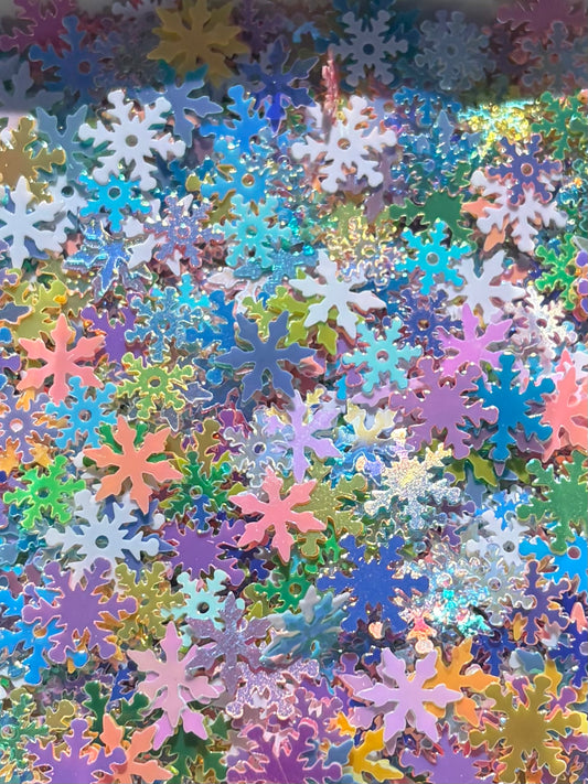 Colorful snowflakes shape glitter