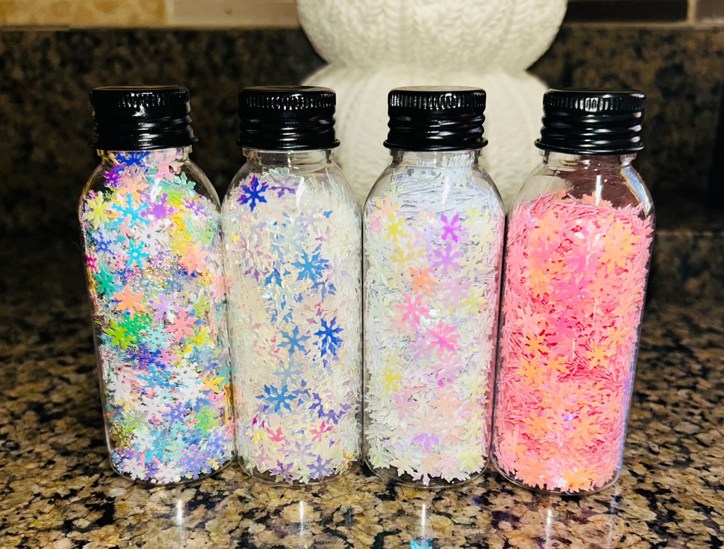 4pc snowflake shape glitter bundle
