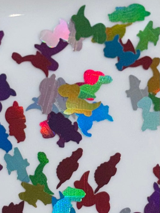 Dino shape glitter