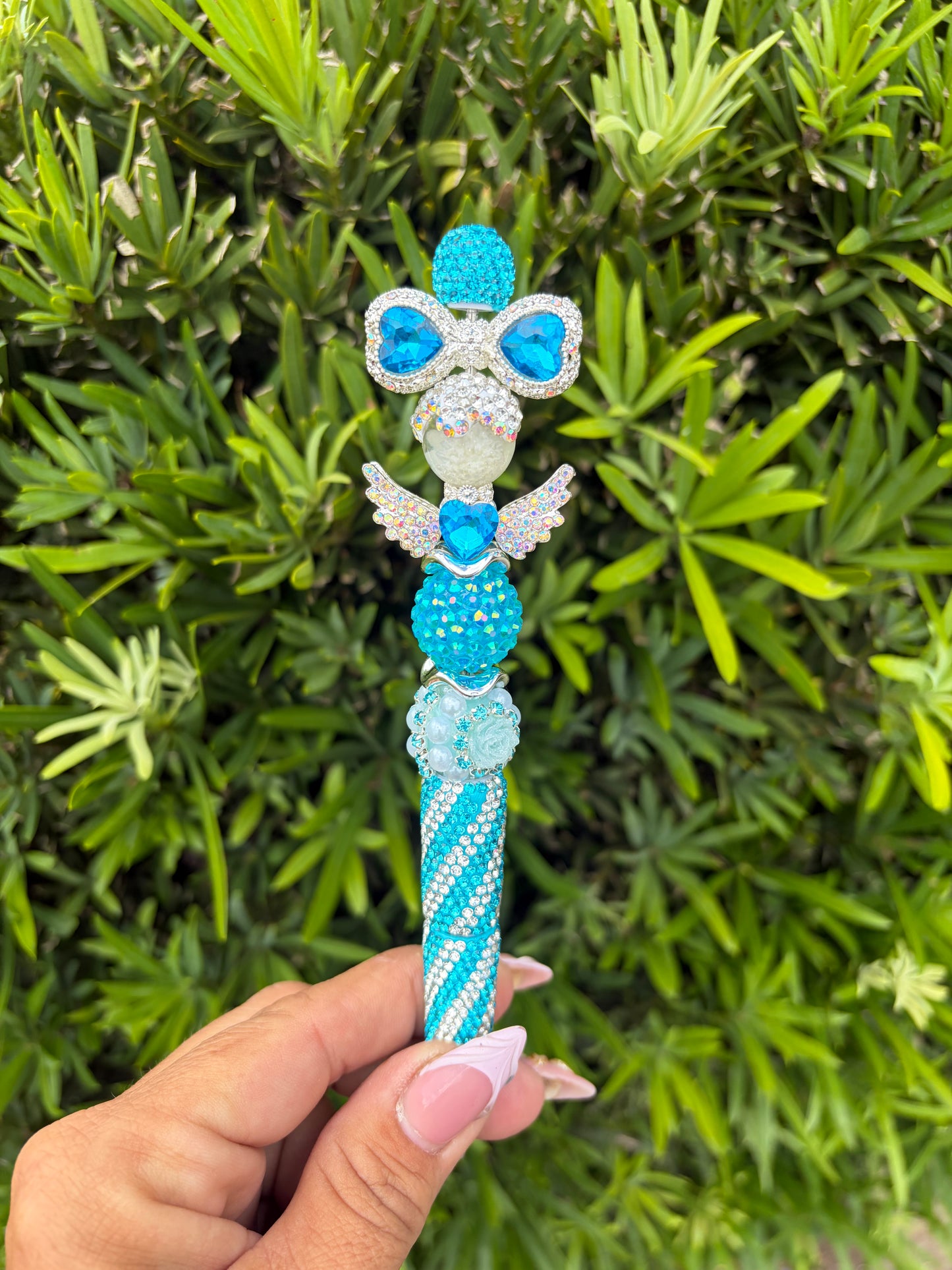 Teal bling pen