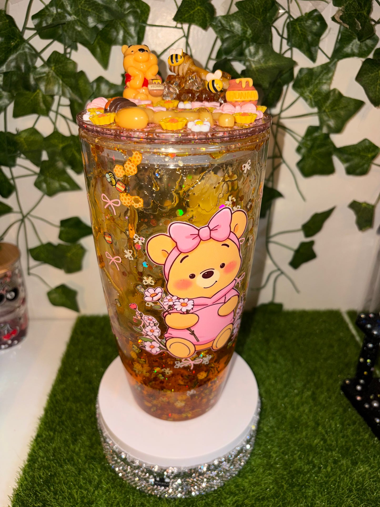 24oz honey snowglobe tumbler