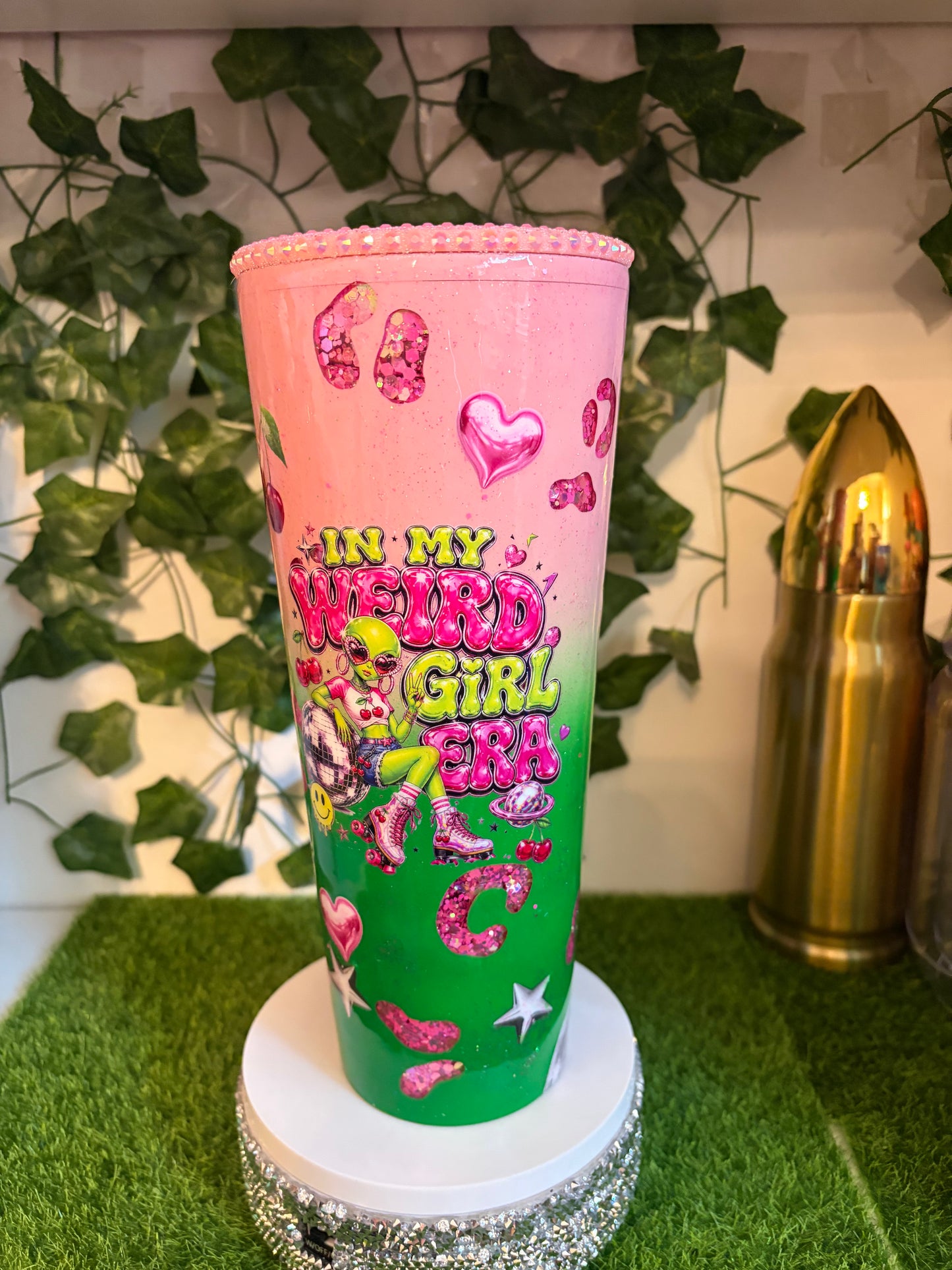 24oz weird girl epoxy Snowglobe tumbler